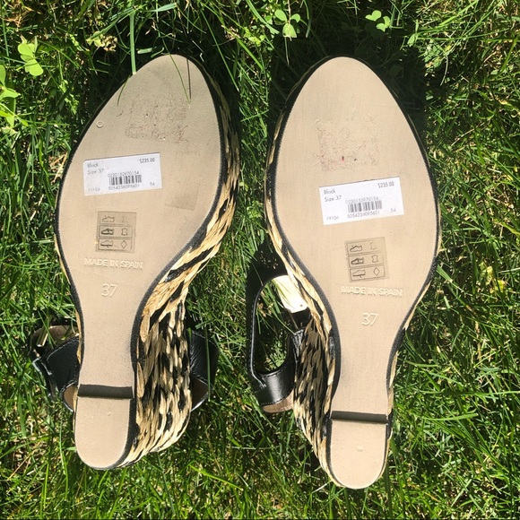 Karen Millen Black Straw Wedges - Picture 6 of 8
